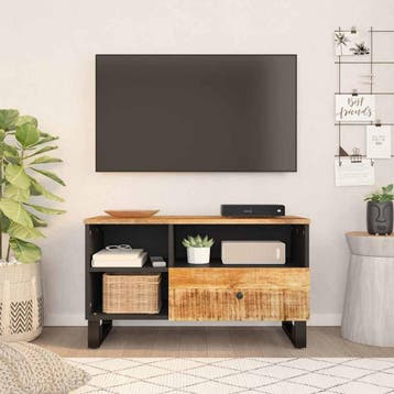 vidaXL Tv-meubel 80x33x46 cm massief mangohout en bewerkt, Minder dan 50 cm, Verzenden, Nieuw, Minder dan 100 cm