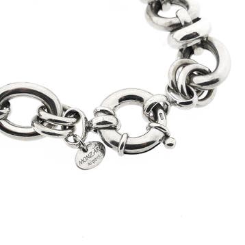 Zilveren fantasieschakel armband; Monzario (Schakelarmband), Ophalen of Verzenden, Gebruikt, Zilver, Zilver