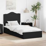 vidaXL Opslag bed met hoofdeinde Zwart 90 x 190 cm Bewerkt, Huis en Inrichting, Verzenden, Nieuw, Zwart, Hout