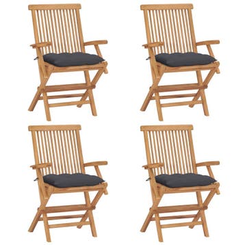 vidaXL Klapstoelen met antracietkleurige kussens, 4 stuks,, Verzenden, Nieuw, Teakhout
