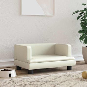 vidaXL Hondenmand 60x40x30 cm kunstleer crèmekleurig, Dieren en Toebehoren, Verzenden, Nieuw