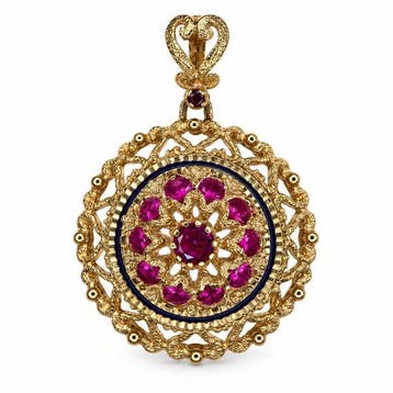 Hanger - 18 karaat Geel goud - 0.50ct. tw. Robijn - Robijn -