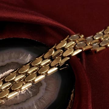 8 karaat fantasieschakel armband (Schakelarmband), Ophalen of Verzenden, Gebruikt, Goud, Goud
