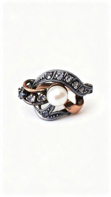 Ring - 18 karaat Geel goud Parel - Diamant, Nieuw