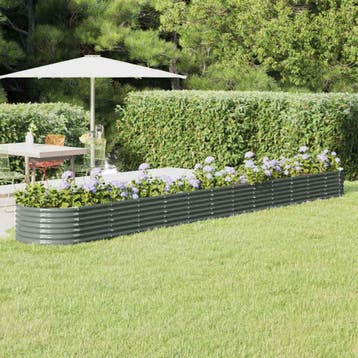 vidaXL Plantenbak 512x80x36 cm gegalvaniseerd staal grijs, 100 cm of meer, Verzenden, Nieuw, Metaal