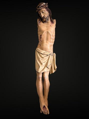 sculptuur, Grote Corpus polychroom - 65 cm - Lindehout -