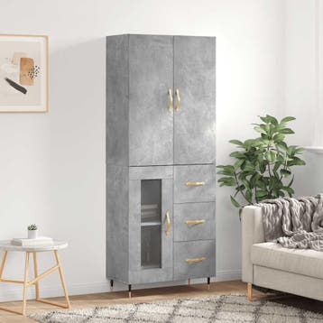 vidaXL buffetkast 69,5x34x180 cm bewerkt hout betongrijs, Minder dan 50 cm, Verzenden, Nieuw, Minder dan 100 cm