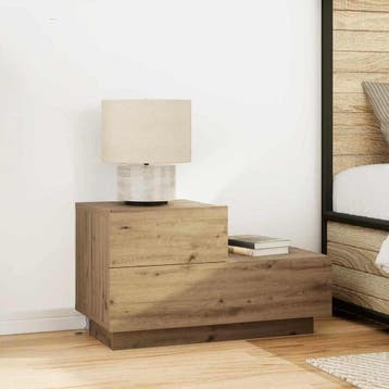 vidaXL Nachtkastje Artisan Eiken 70 x 36 x 40,5 cm Bewerkt, Minder dan 45 cm, Verzenden, Nieuw, Minder dan 55 cm