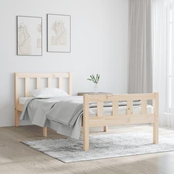 vidaXL Bedframe massief hout 90x190 cm, 90 cm, Eenpersoons, Bruin, Verzenden