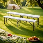 Tuinbank Ljusnarsberg opvouwbaar 180x25x43 cm wit [en.casa], Tuin en Terras, Verzenden, Nieuw