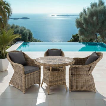 Aluminium rotan zitgroep Zürich 3+1 - natuur, Tuin en Terras, Verzenden, Nieuw