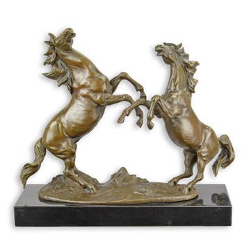 BRONZEN BEELD VAN STEIGERENDE PAARDEN (Beeldjes - Decoratie), Huis en Inrichting, Verzenden, Nieuw