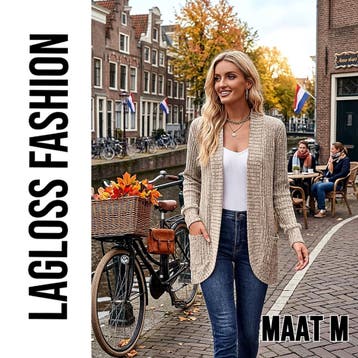 Dames Cardigan Vest Abrikoos – Zacht Gebreid Vest - Maat M, Verzenden, Nieuw, Bruin