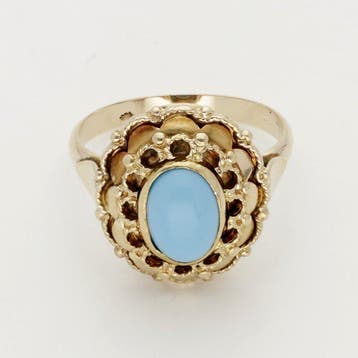 Ring - 14 karaat Geel goud Turquoise, Nieuw