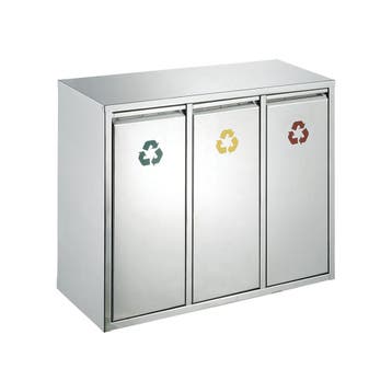 Recycling afvalbak 3x 15 ltr - Mat RVS, Verzenden, Nieuw