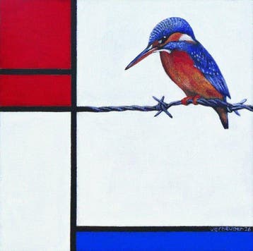 Jos Verheugen - Free after Mondrian, wtik Kingfisher (M1140)