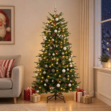 vidaXL Kunstkerstboom met Ballen 180 cm 300 LEDs Warmwit PE, Verzenden, Nieuw
