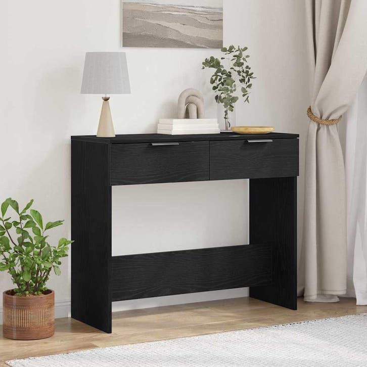 vidaXL Wandtafel met lade Zwart Eiken 30 x 36 x 75 cm, Huis en Inrichting, Tafels | Bijzettafels, Nieuw, 60 cm of meer, Verzenden
