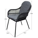 Florence dining tuinstoel zwart rope, Tuin en Terras, Tuinsets en Loungesets, Ophalen of Verzenden, Nieuw