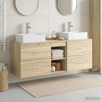vidaXL Badkamerkastenset 3 st Sonoma Eiken 129 x 41 x 79.5, Huis en Inrichting, Verzenden, Nieuw
