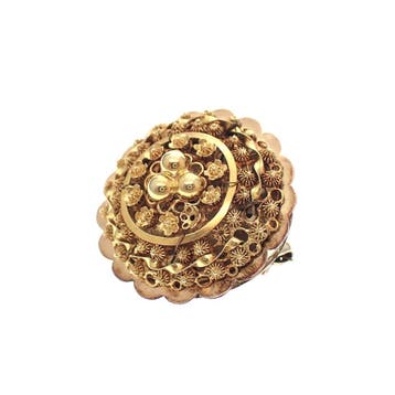 Antiek gouden broche; Filigrain techniek, Ophalen of Verzenden, Gebruikt, Goud, Goud