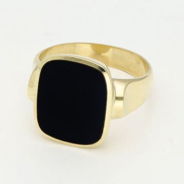 Ring - 14 karaat Geel goud - Onyx, Nieuw
