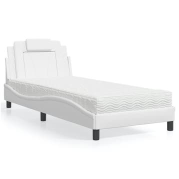 vidaXL Bed Viana met matras kunstleer wit 80x200 cm, Overige materialen, Eenpersoons, Verzenden, Wit