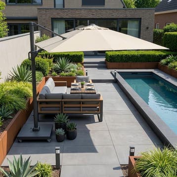 Challenger T2 premium  zweefparasol 350x260 cm champagne, Tuin en Terras, Ophalen of Verzenden, Nieuw