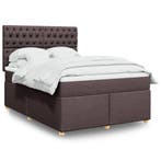 vidaXL Boxspring met matras stof donkerbruin 160x200 cm, Bruin, Verzenden, 200 cm, Stof