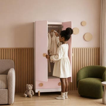 Kinderkledingkast Vaarentaa met lade 126x60x41 cm roze [en.c, Verzenden, Nieuw
