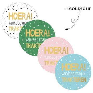 20x Sticker Hoera! vandaag mag ik trakteren (Stickers), Ophalen of Verzenden, Nieuw, Meerdere stickers