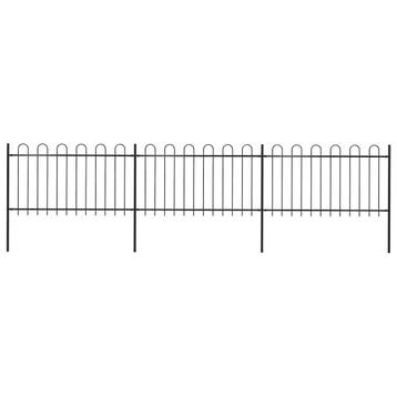vidaXL Tuinhek met ringtop staal 504x100 cm zwart, Verzenden, Nieuw, IJzer, Minder dan 1 meter