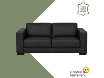 Leren bank Clear - 2,5 zits - Toledo Nero (zwart) - Poten, Huis en Inrichting, Bohemian, Eigentijds, Modern, Retro, Vintage, Nieuw