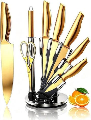 Smoked Blades - Keukenmes - Chefs knife - Luxe goudkleurige
