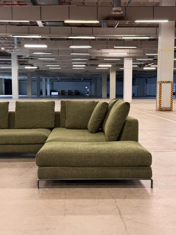 BB Italia Ray Hoekbank | Groen | NIEUWSTAAT + Garantie, 300 cm of meer, Ophalen of Verzenden, Zo goed als nieuw, Bank Hoekbank Bankstel Bankje Loungebank Banken Chaise Lounge 
