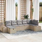 vidaXL Tuin Sofa Set met kussen 7 pcs Beige poly rattan, Verzenden, Nieuw, Rotan, 7 zitplaatsen