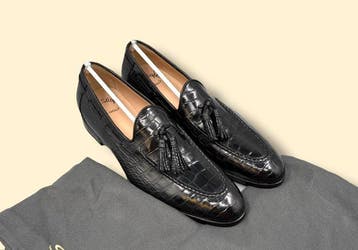 Santoni-UK8-Alligator-Black Tasselloafers - Loafers - Maat:, Kleding | Heren, Nieuw