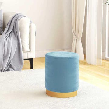 vidaXL Hocker met opbergruimte rond fluweel 31 x 37 cm, Verzenden, Nieuw, Blauw