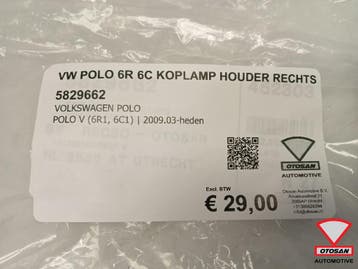 VW Polo 6R 6C Koplamp Steun Houder Rechts Nieuw 6R0805072E, Auto-onderdelen, Verlichting, Ophalen, Nieuw, Volkswagen