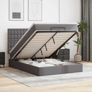 vidaXL Ottoman bed met matras en LEDs 140x200cm kunstleer, Overige materialen, Verzenden, 140 cm, 200 cm