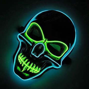 Schedelmasker (lichtgevend el wire groen/blauw), Verzenden, Nieuw