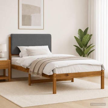 vidaXL Bedframe met gestoffeerd hoofdbord Naturel en, Huis en Inrichting, Verzenden, Nieuw, Hout