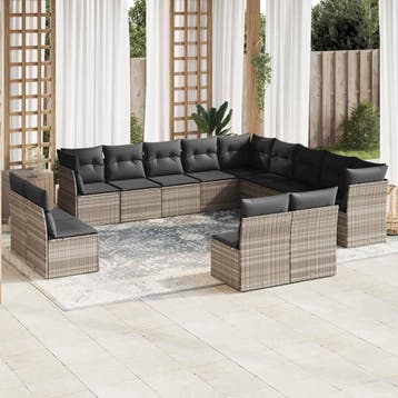 vidaXL 13-delige Loungeset met kussens poly rattan, Verzenden, Nieuw, Loungeset