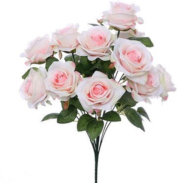 Zijden rozen cream pink peach open roos grote bloem boeket, Ophalen of Verzenden, Nieuw