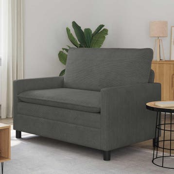 vidaXL Bank 2-zits Donkergrijs 126 x 81 x 87,5 cm Stof, Huis en Inrichting, Verzenden, Minder dan 150 cm, Stof, Nieuw