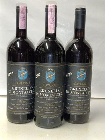 1993 & 1994 x2 Comunali - Brunello di Montalcino - 3 Flessen, Nieuw