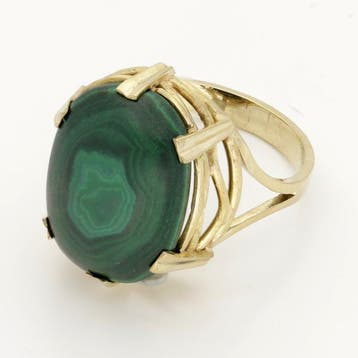 Ring - 18 karaat Geel goud - Malachiet, Nieuw