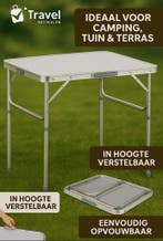 LANTUS Opvouwbare campingtafel met koffer met stoelen, picknicktafel, frame van aluminium voor buiten, 90 x 60 x 70 cm (bruin