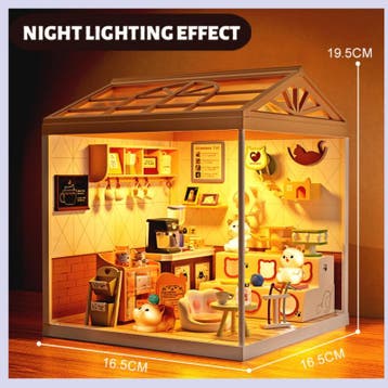 Dreamy mini house Katten Café cat cafe met ledlamp DIY Mo.., Verzenden, Nieuw
