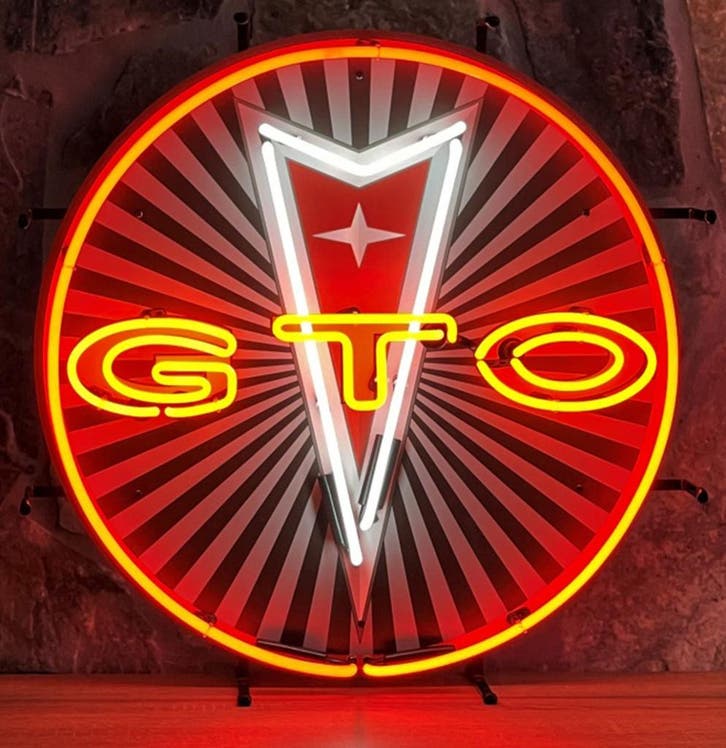 Pontiac GTO Logo Neon Verlichting 60 cm - Oranje, Wit, Auto's, Pontiac, Ophalen